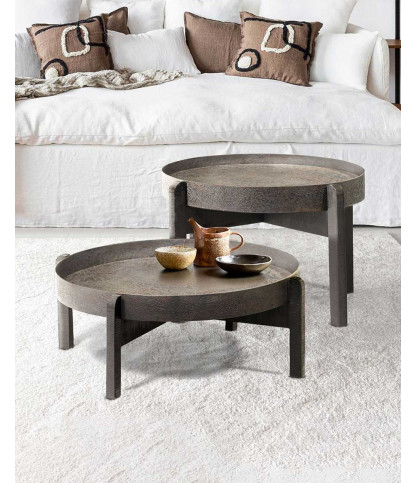 Gaby - Runder Couchtisch aus schwarzem Metall