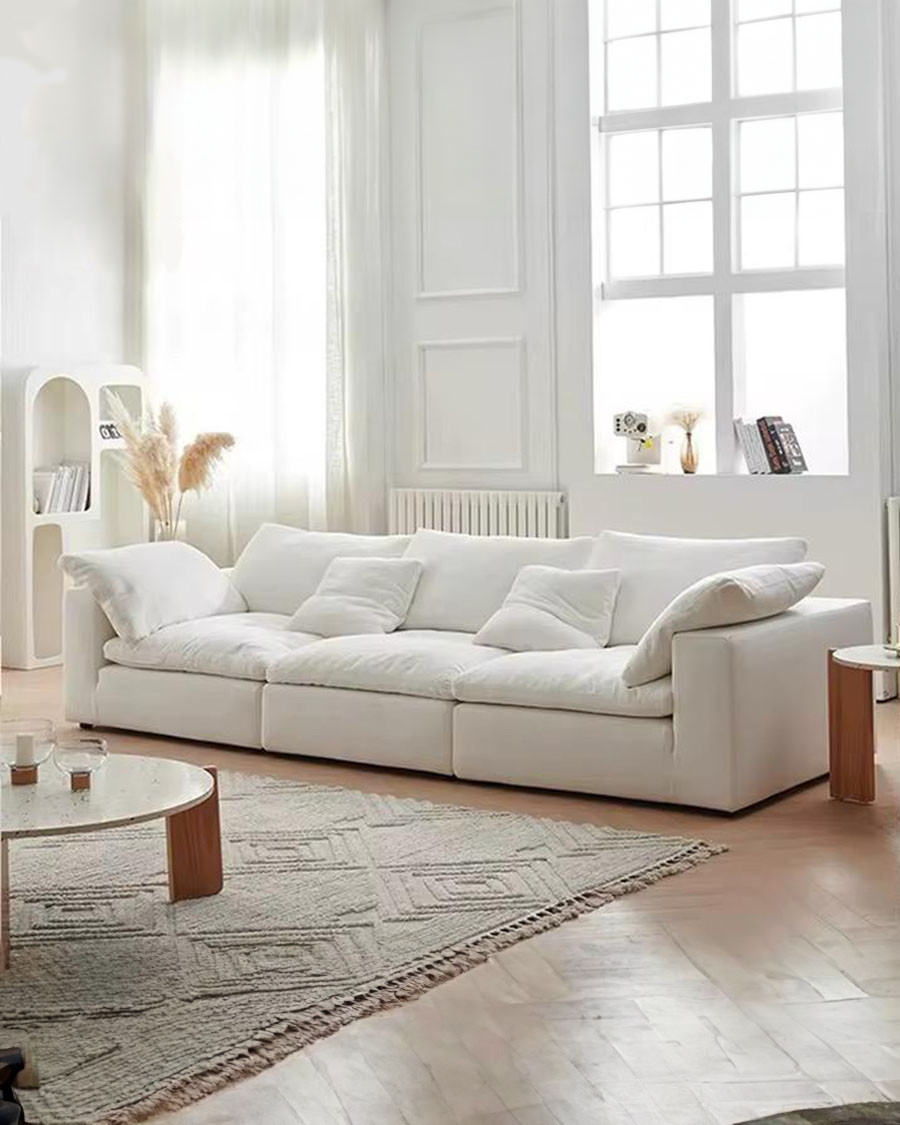 Cloud - Sofá de 3 o 4 plazas en lino blanco