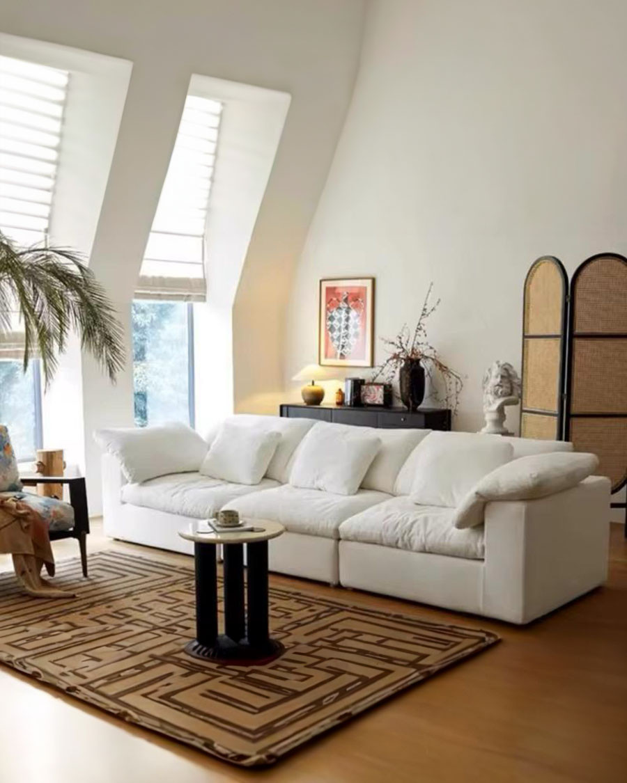 Cloud - Sofá de 3 o 4 plazas en lino blanco