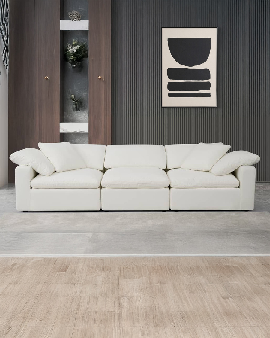 Cloud - 3-Sitzer-Sofa aus weißem Leinen