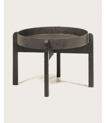 Gaby - Mesa de centro redonda apilable en metal negro