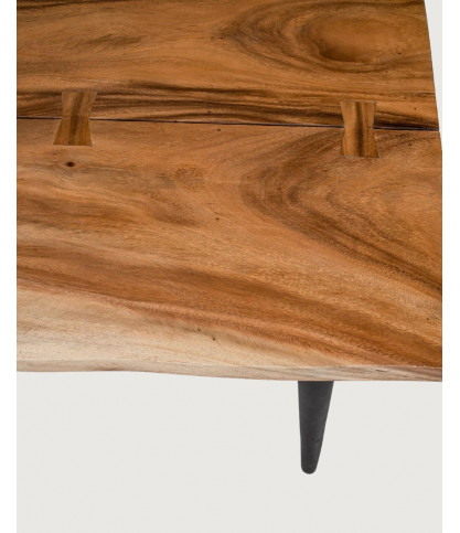 Kanpur - Mesa de comedor de madera maciza de suar, 160 cm de largo, para 6 personas.