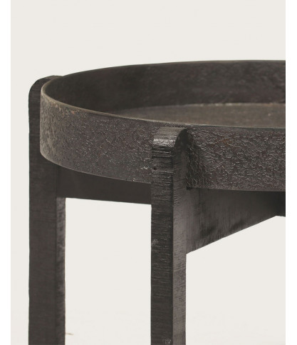 Gaby - Mesa de centro redonda apilable en metal negro