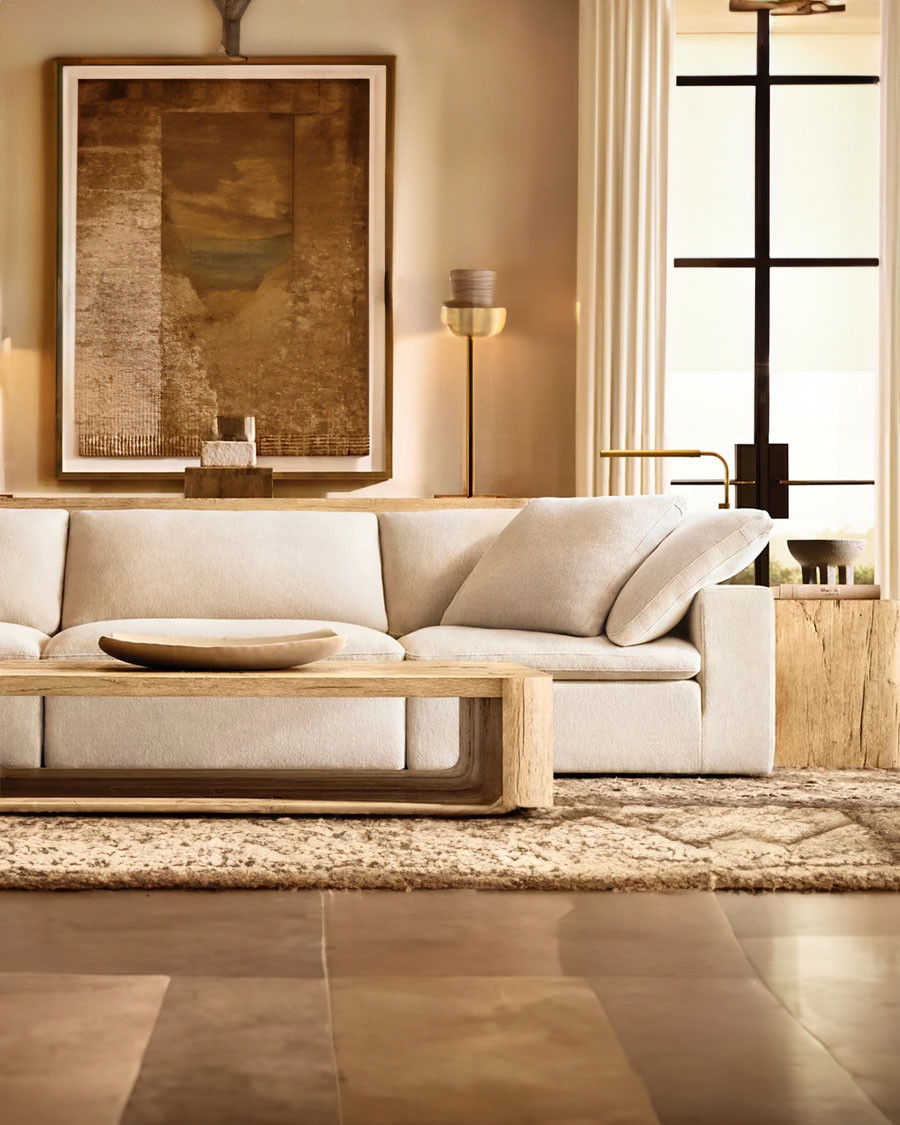 Cloud - 3-seater sofa in white linen