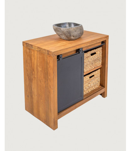 Boxel - Meuble salle de bain en bois de teck recycle