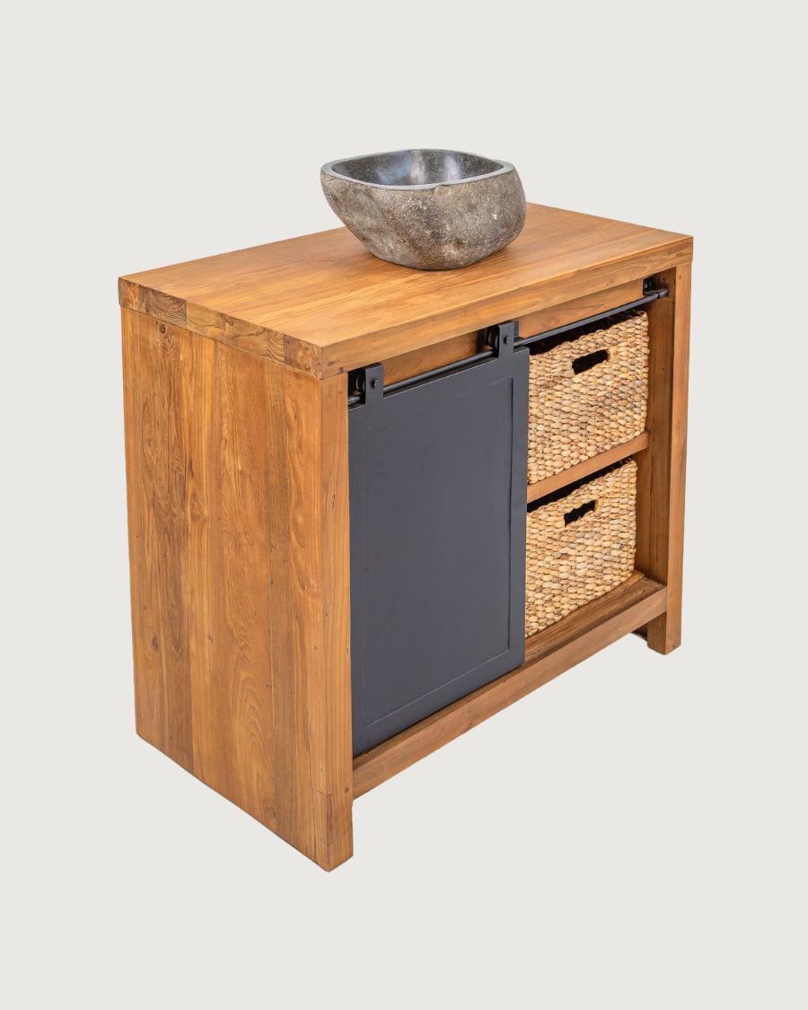Boxel - Muebles de baño fabricados con madera de teca reciclada.