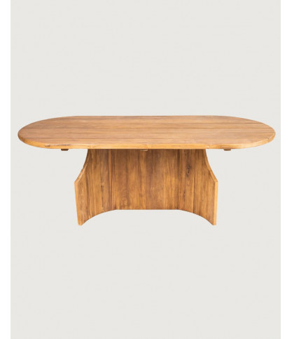 Rompecabezas - Mesa de jardín hecha de madera maciza de teca reciclada.