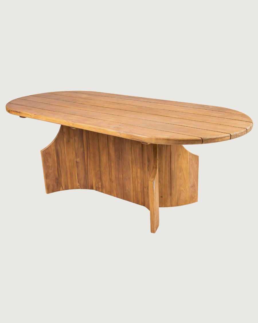 Rompecabezas - Mesa de jardín hecha de madera maciza de teca reciclada.