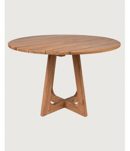 Roota - Tavolo rotondo da giardino realizzato in legno massello di teak riciclato.