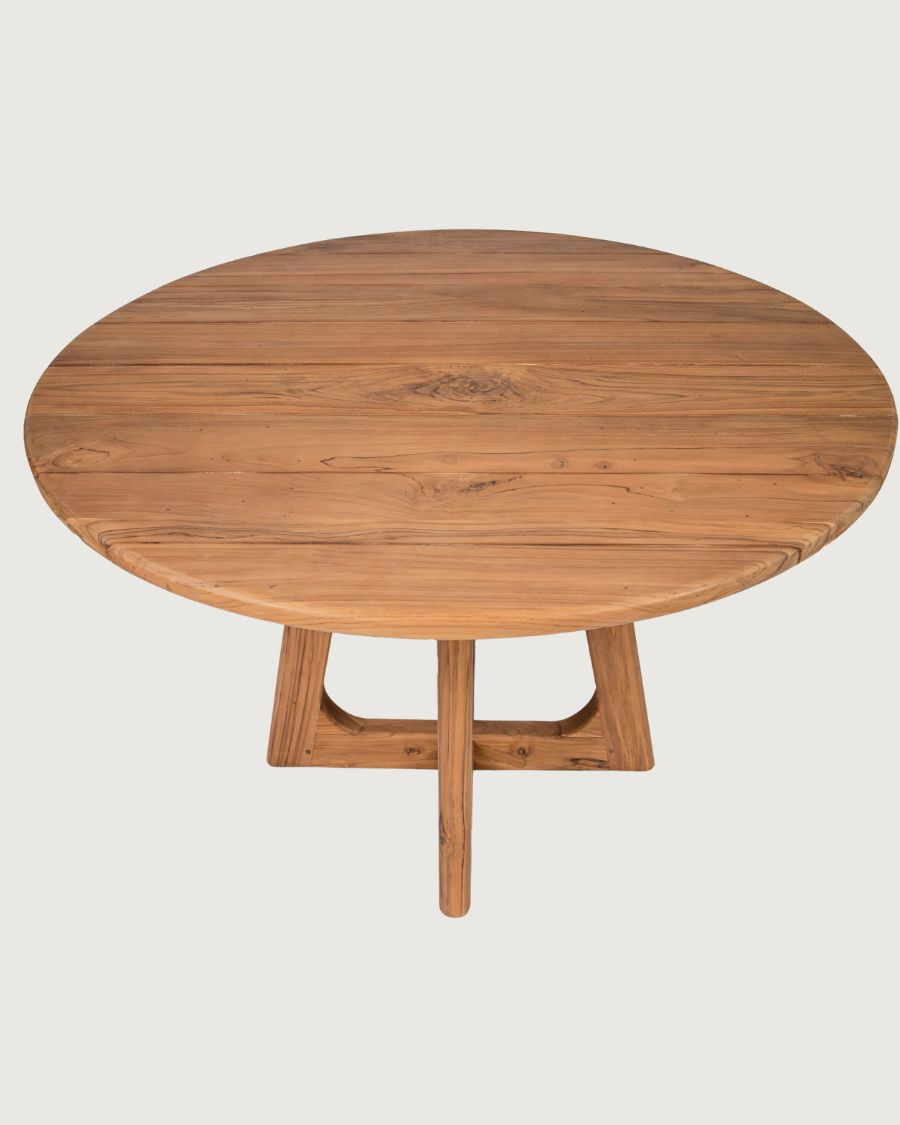 Roota-Table de jardin en bois massif de teck recycle