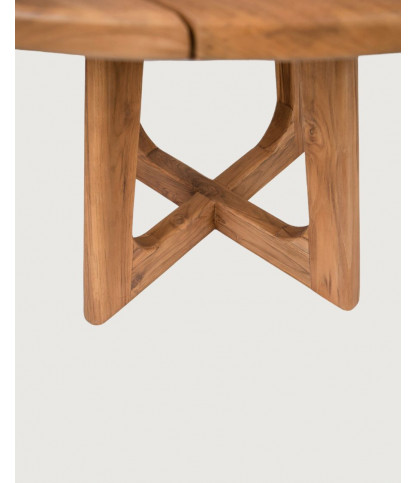 Roota - Tavolo rotondo da giardino realizzato in legno massello di teak riciclato.