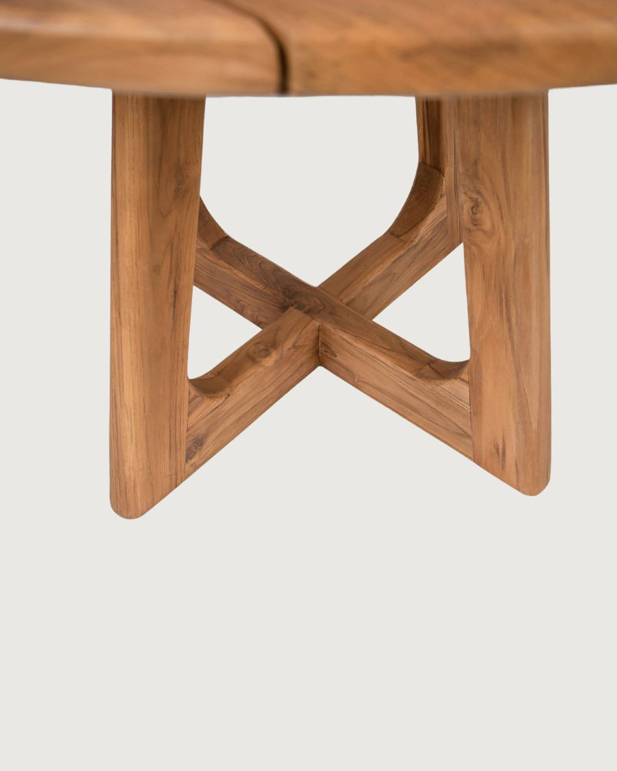 Roota - Tavolo rotondo da giardino realizzato in legno massello di teak riciclato.
