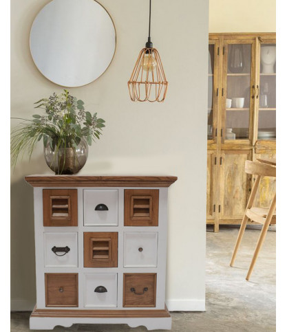 Inda - Small sideboard in solid white and natural Mindy 80 cm