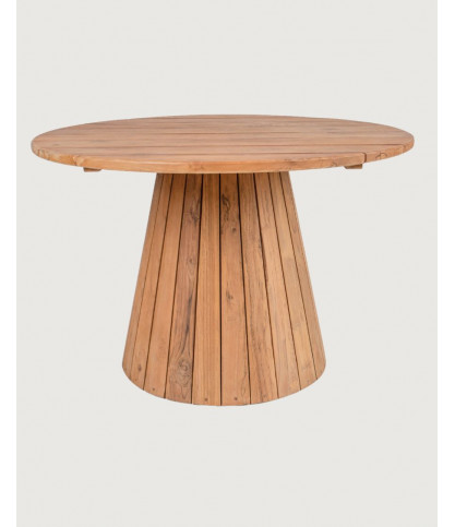 Mesa de jardín redonda de teca maciza