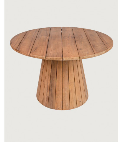Capelle - Mesa de jardín redonda de teca reciclada