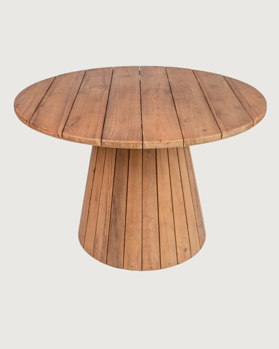 Capelle - Mesa de jardín redonda de teca reciclada