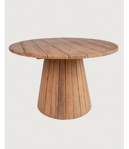 Capelle - Mesa de jardín redonda de teca reciclada