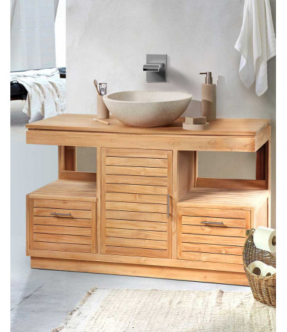 Oasis - Badezimmerschrank aus massivem Teakholz 120 cm