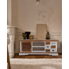 Inda - Meuble TV en bois massif de Sungkai blanc et naturel 140 cm