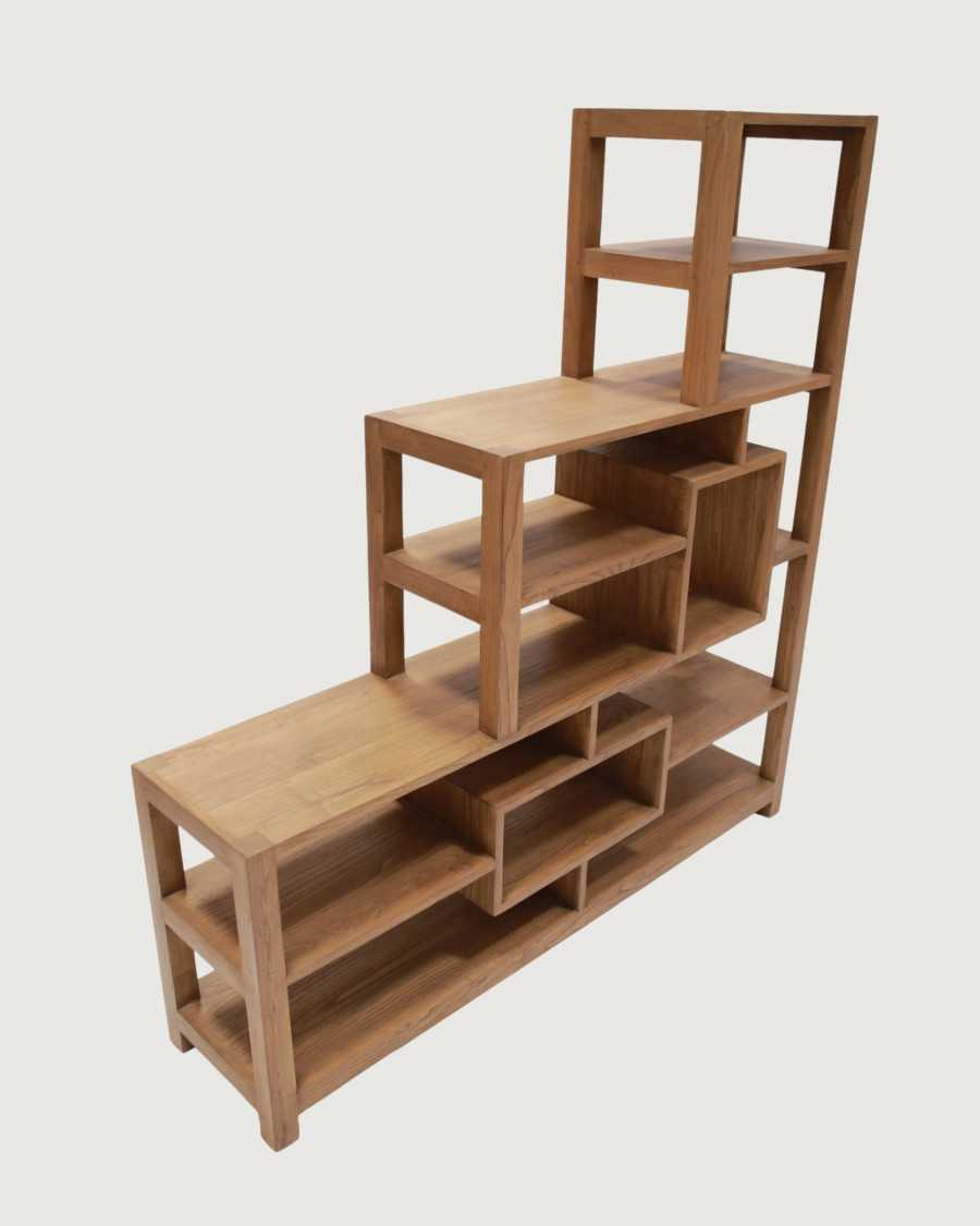 Estantería escalonada de madera maciza Sungkai Estantería escalonada de madera maciza Sungkai