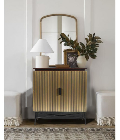 Moon-Petit buffet 2 portes en bois de manguier 74 cm