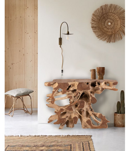 Forest - Tavolo consolle in legno massello di teak, 121 cm