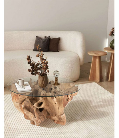 Tavolino da caffè Forest in teak massello, 80 cm
