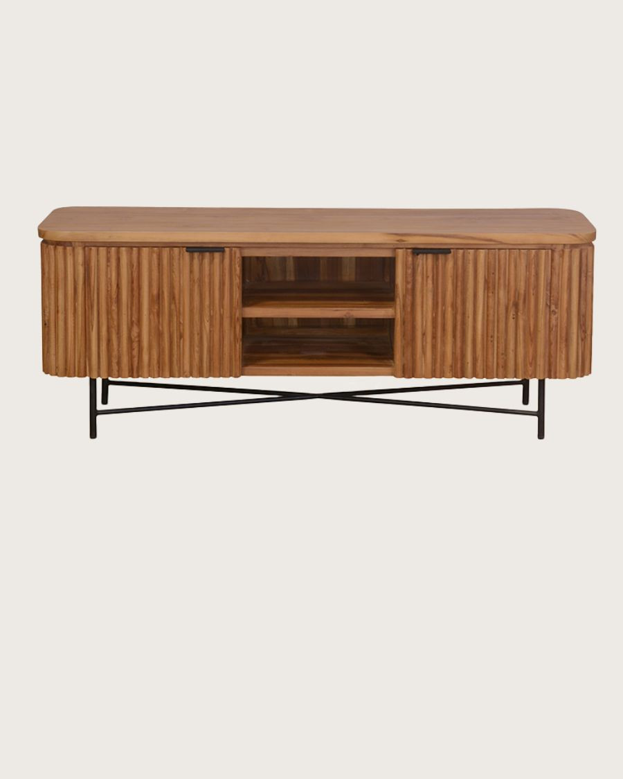 Opera - Mobile porta TV retrò in teak massello riciclato, 140 cm