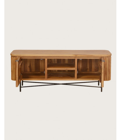 Opera - Mobile porta TV retrò in teak massello riciclato, 140 cm