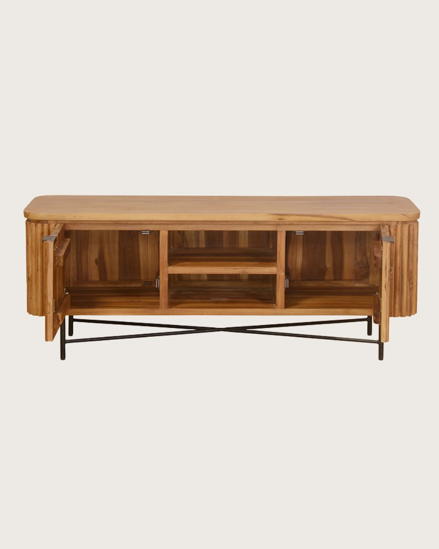 Opera - Mobile porta TV retrò in teak massello riciclato, 140 cm