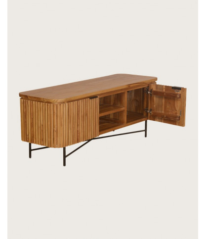 Opera - Mobile porta TV retrò in teak massello riciclato, 140 cm