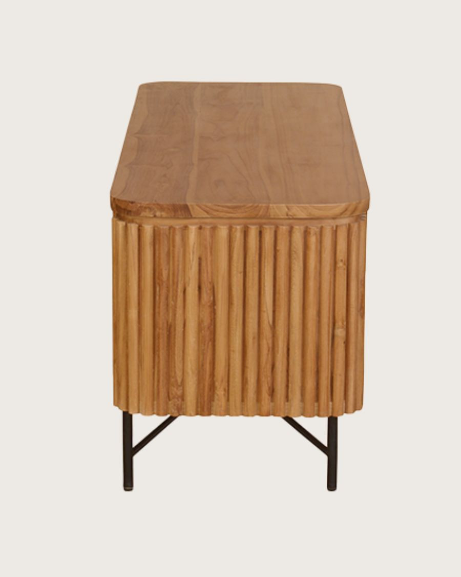 Opera - Mueble de TV retro en teca maciza reciclada, 140 cm
