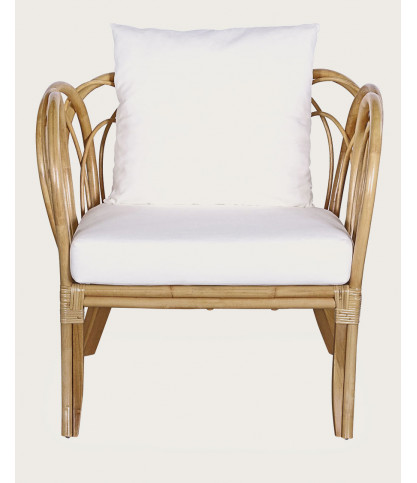 Aurora - Sillón de jardín de ratán con cojín blanco