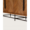 Kappa - Grand Buffet bas en teck recyclé avec motif chevron et métal 180 cm