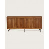 Kappa - Grand Buffet bas en teck recyclé avec motif chevron et métal 180 cm