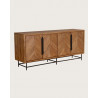 Kappa - Grand Buffet bas en teck recyclé avec motif chevron et métal 180 cm