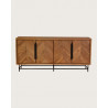 Kappa - Grand Buffet bas en teck recyclé avec motif chevron et métal 180 cm