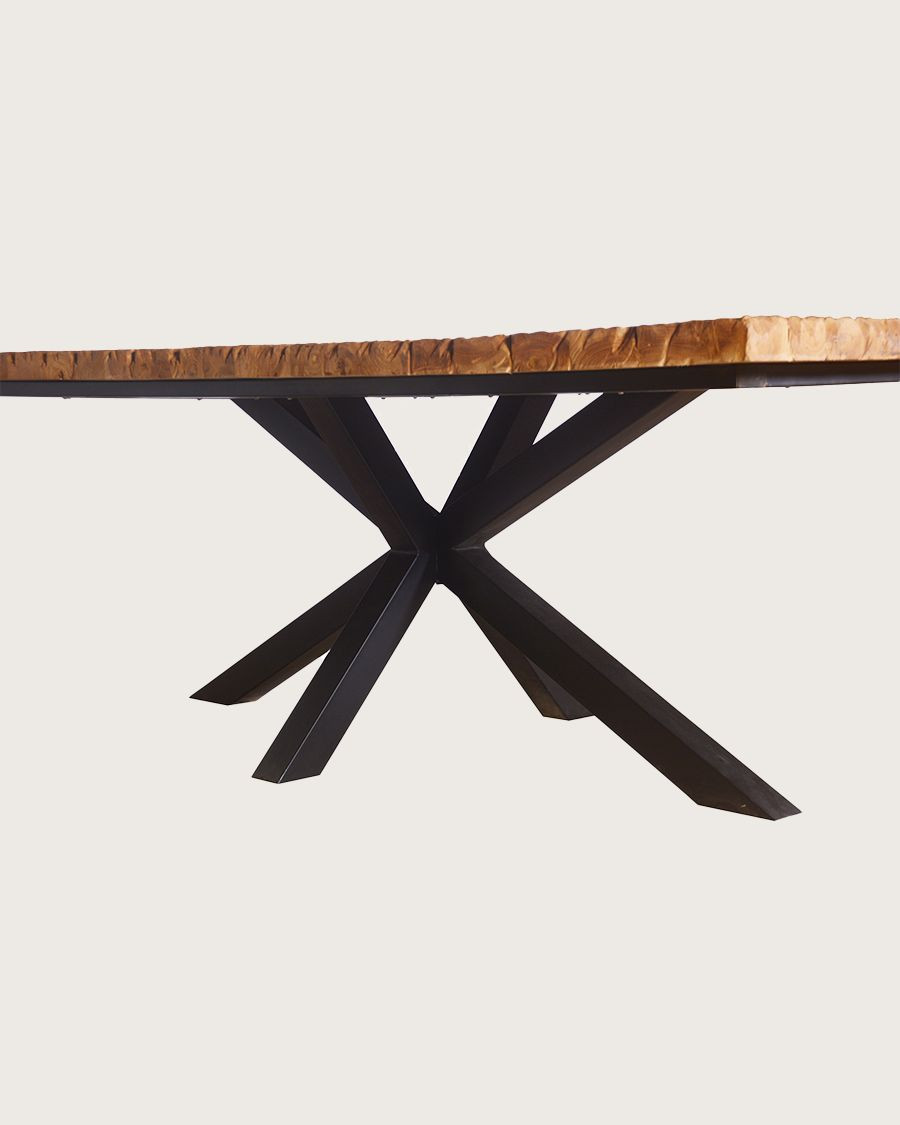 Sun - Solid teak dining table with sun motif, L200 cm, 10 people.
