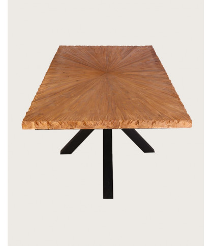 Sun - Solid teak dining table with sun motif, L200 cm, 10 people.