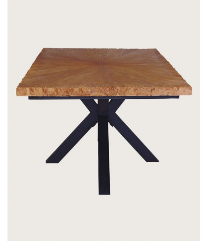 Sun - Solid teak dining table with sun motif, L200 cm, 10 people.