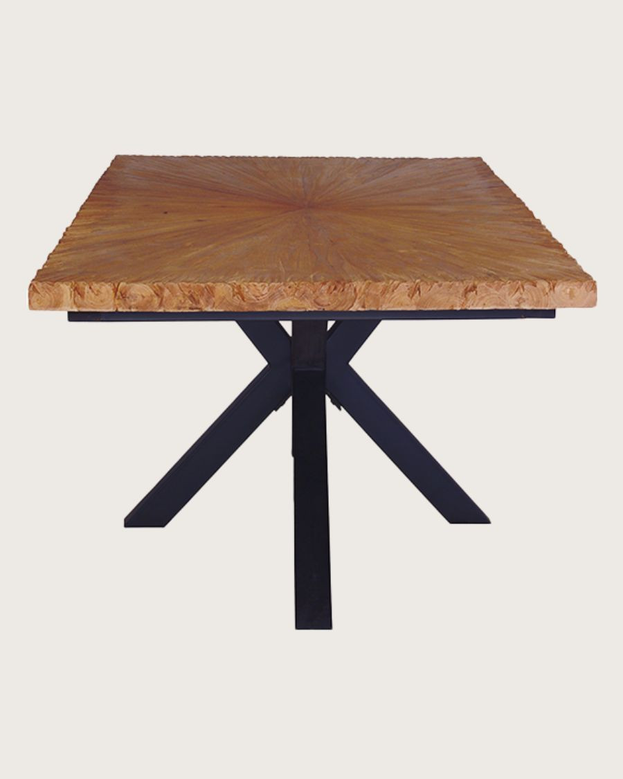 Sun - Solid teak dining table with sun motif, L200 cm, 10 people.