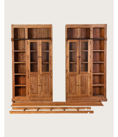 Annisa - Bookcase made of solid recycled teak wood, 250 cm