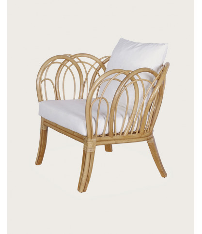 Aurora - Rattan-Gartensessel mit weißem Kissen