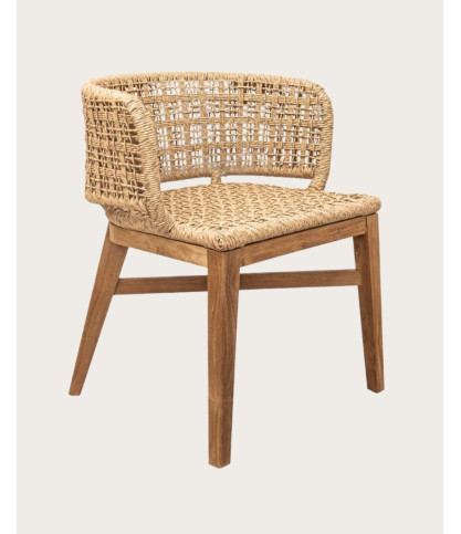 Tima - Sedia in teak e rattan sintetico