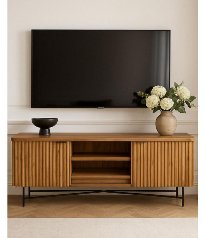 Opéra - Meuble tv rétro en teck massif recyclé 160 cm