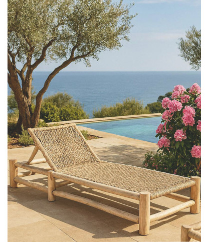 Jaya - Wooden reclining sun lounger