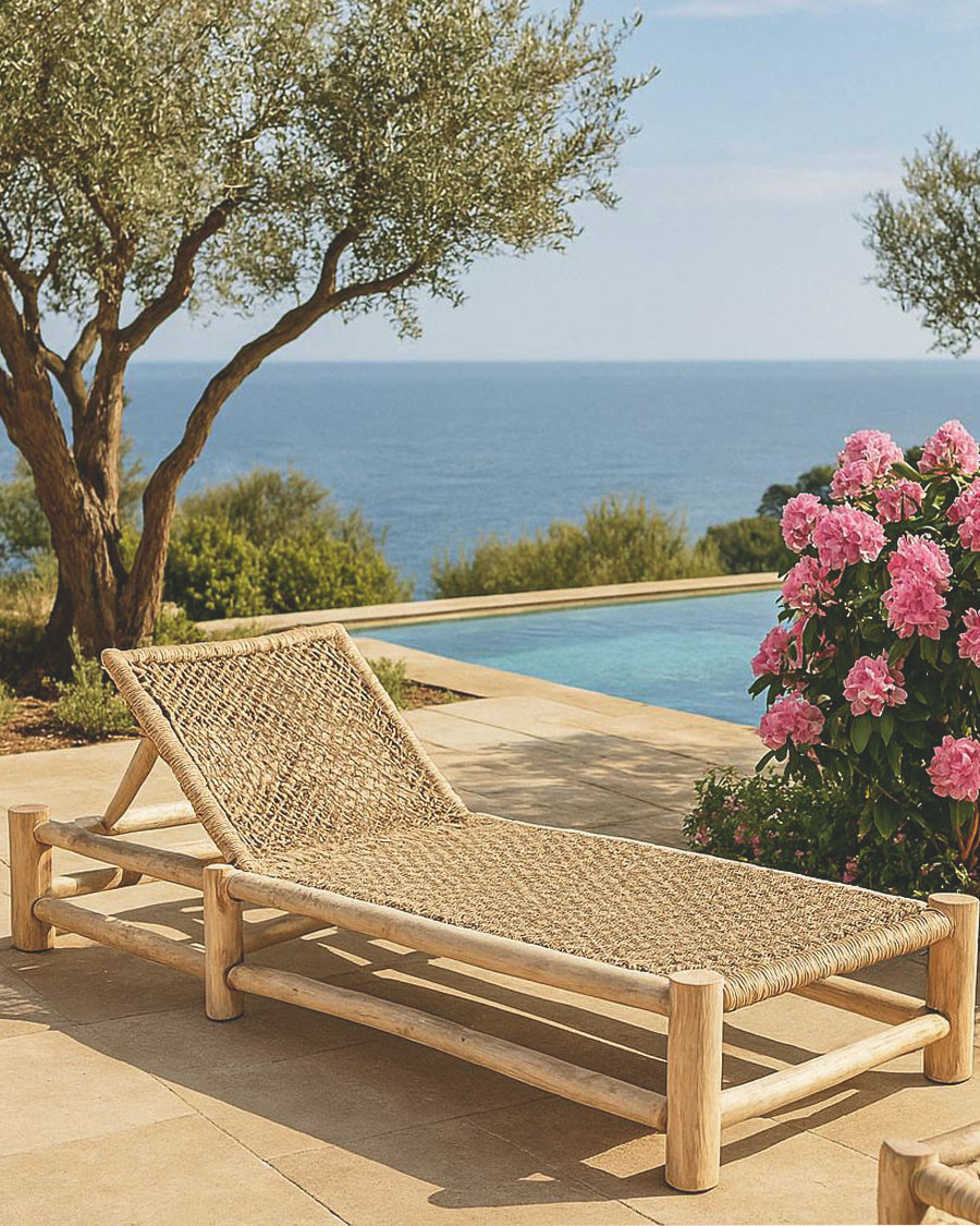 Jaya - Wooden reclining sunlounger