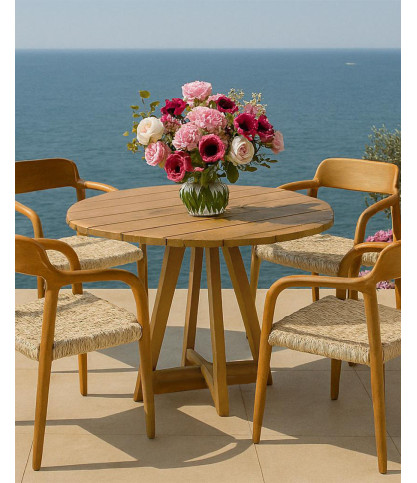 Roota - Round garden table in solid reclaimed teak wood