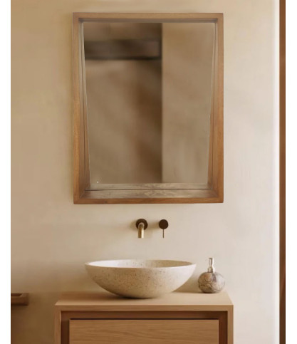 Rovio - Grand miroir mural en bois de manguier