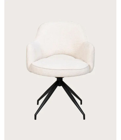 Elba - Lot de 2 Chaises en tissu beige et pieds métal